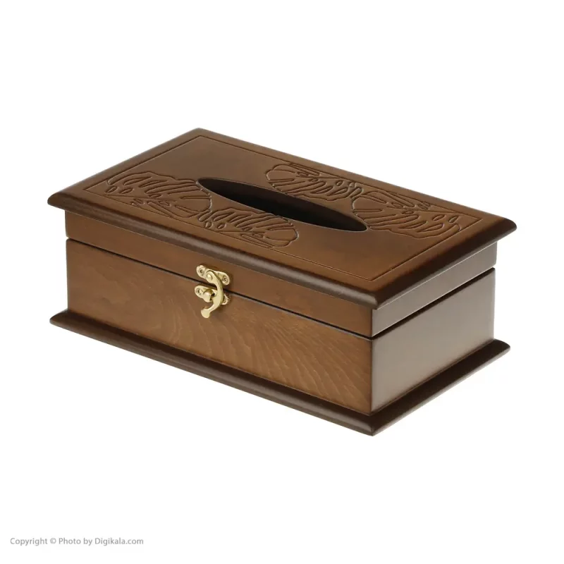 جعبه دستمال رومیزی چوبی طرح برگ کد BT047