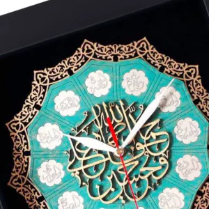 ساعت دیواری چوبی پنج تن معرق کد TJ020
