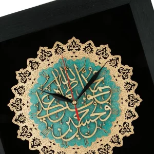 ساعت دیواری چوبی پنج تن معرق کد TJ027