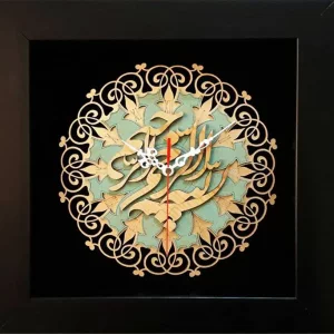 ساعت دیواری چوبی بسم الله معرق کد TJ028