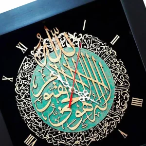 ساعت دیواری چوبی آیت الکرسی معرق کد TJ029