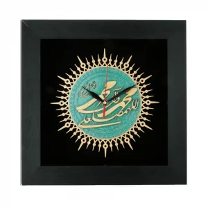 ساعت دیواری چوبی صلوات معرق کد TJ032