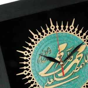 ساعت دیواری چوبی صلوات معرق کد TJ032