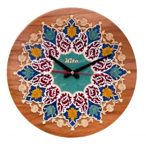 ساعت دیواری  معرق چوبی طرح گل کد CK611f