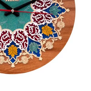 ساعت دیواری  معرق چوبی طرح گل کد CK611f