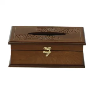 جعبه دستمال رومیزی چوبی طرح برگ کد BT047