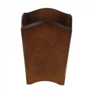 سطل زباله چوبی طرح برگ کد BT064