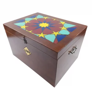 جعبه چوبی بزرگ طرح کاشی کد BW5573