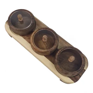جعبه پذیرایی چوبی گرد درب پلکسی سه خانه کد WD6426