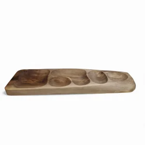 سینی اردو خوری بزرگ چوبی روستیک 5 خانه کد WD6492