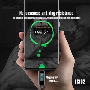 کابل شارژ ۱۰۰ وات  تایپ سی به تایپ سی دارای نمایشگر لنیس Lenyes-LC102 TC-TC