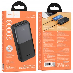 پاوربانک 20000 میلی آمپر سوپرفست شارژ 22.5 وات هوکو مدل hoco J136A