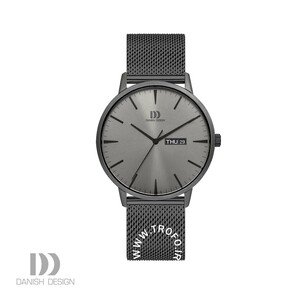 ساعت مچی عقربه ای مردانه دنیش دیزاین (Danish design) مدAkilia Day/Date All Grey Mesh از نما روبه رو