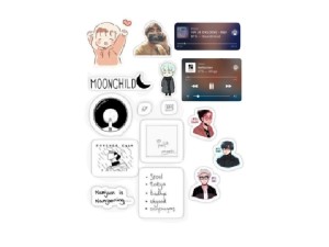 استیکر لپ تاپ طرح BTS lovely music مجموعه 16 عددی