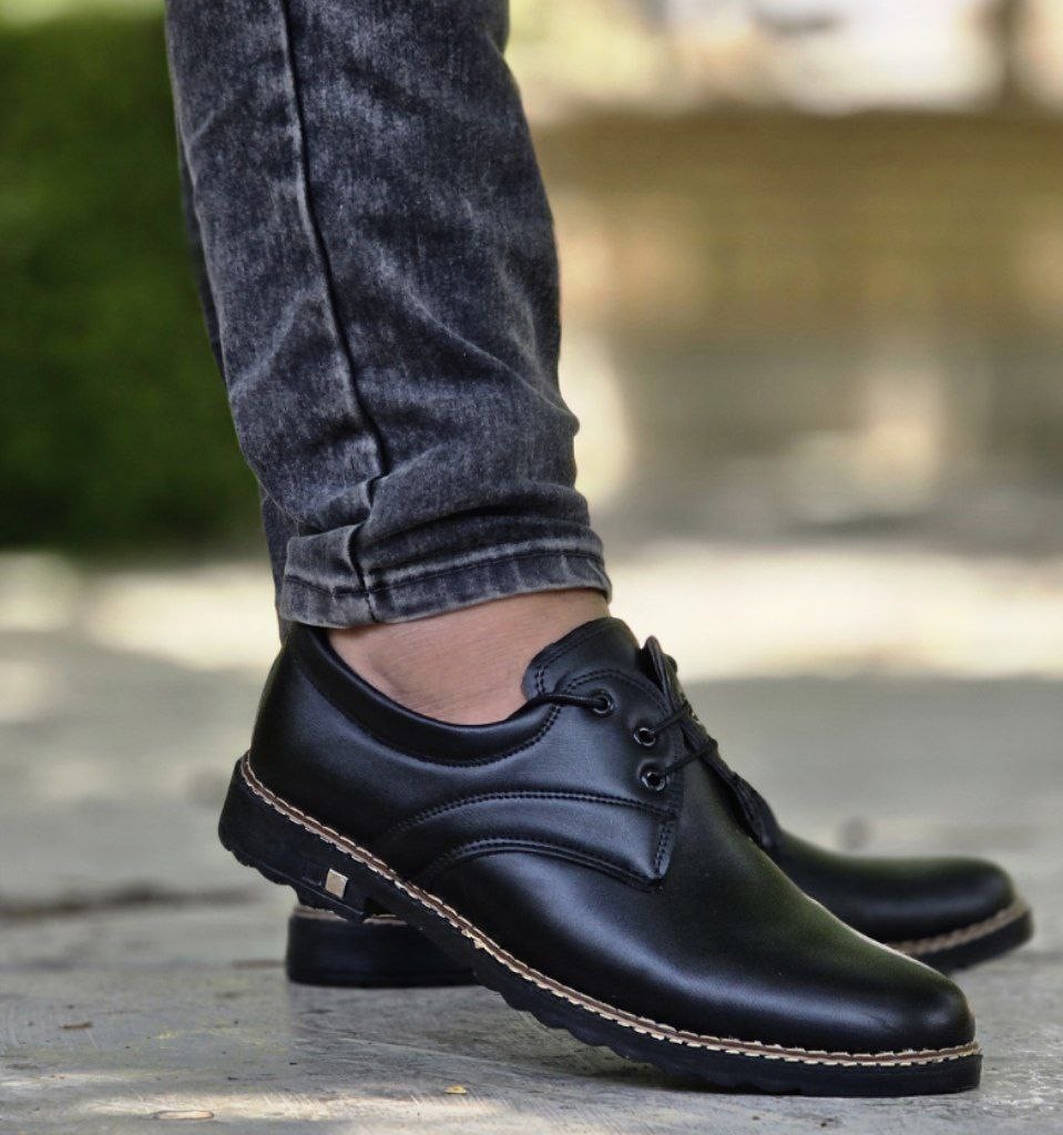 حراااااجی کفش مجلسی مردانه پسرانه بندی  شیک و مقاوم رنگ مشکی  باارسال رایگان