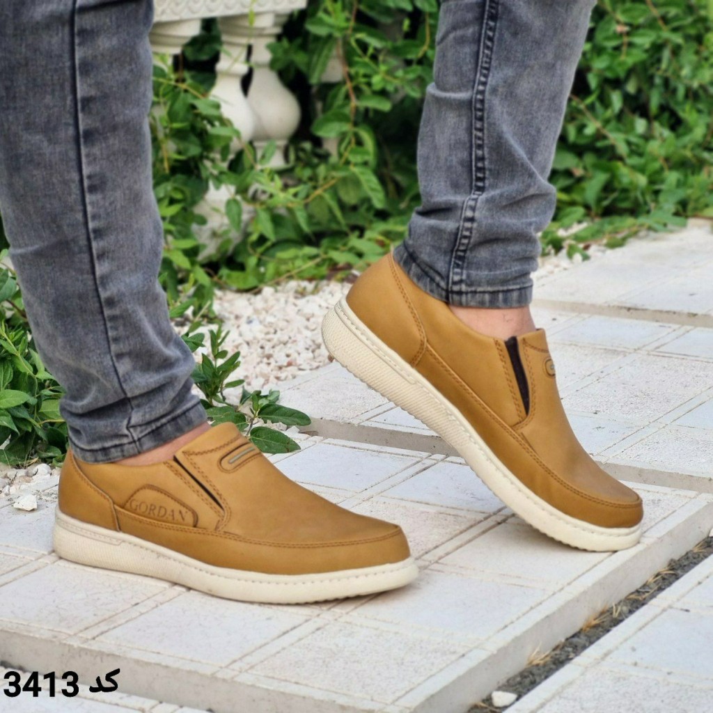 حراج کفش مجلسی و طبی مردانه با کیفیتی عاااالی رنگ خردلی کد 3413