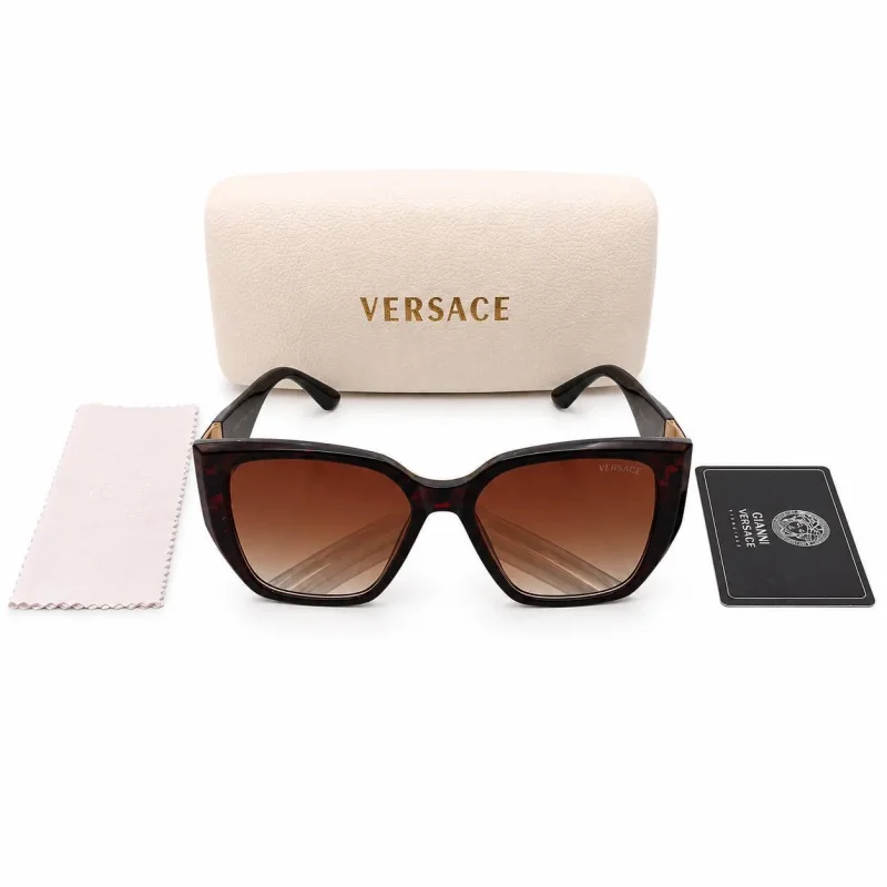 عینک آفتابی زنانه ورساچه versace قهوه‌ای با لنز گرادیانت