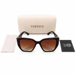 عینک آفتابی زنانه ورساچه versace قهوه‌ای با لنز گرادیانت