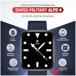 ساعت مچی هوشمند سوئیس میلیتاری SWISS MILITARY مدل  SM-WCH-ALPS4-SILF-BLUSSS