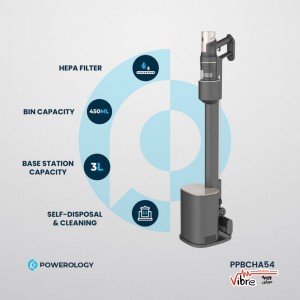 جارو شارژی هوشمند پاورلوژی مدل AutoVac با تخلیه خودکار و پایه شارژ سریع