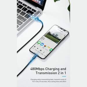 کابل تبدیل USB-C به لایتنینگ باسئوس مدل CATLKLF-G1 Cafule طول 1 متر