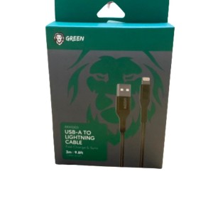 کابل تبدیل با روکش بافتی USB به لایتنینگ مدل گرین طول 3 متر