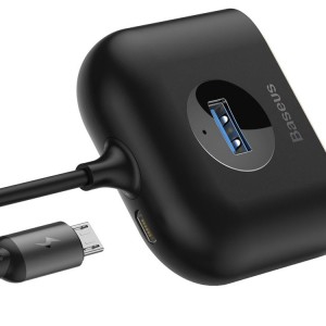 هاب و آداپتور یو اس بی برند بیسوس Baseus Square round 4 in 1 USB HUB Adapter