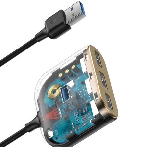 هاب و آداپتور یو اس بی برند بیسوس Baseus Square round 4 in 1 USB HUB Adapter