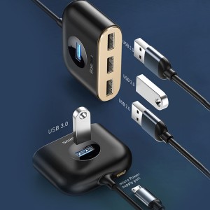 هاب و آداپتور یو اس بی برند بیسوس Baseus Square round 4 in 1 USB HUB Adapter