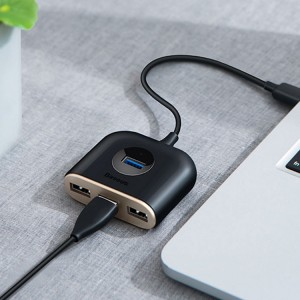 هاب و آداپتور یو اس بی برند بیسوس Baseus Square round 4 in 1 USB HUB Adapter