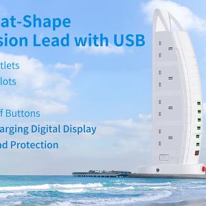 چند راهی برق همراه با شارژر USB مدل برج العرب