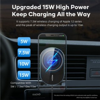 پایه نگهدارنده و شارژر وایرلس مگنتی راک مدل Rock W36 Q1 Apple Magnetic Car Charger