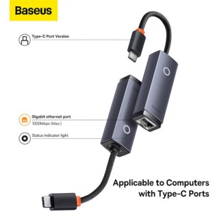 هاب تبدیل تایپ‌ سی به شبکه RJ45 بیسوس مدل Lite Series Type-C to RJ45 LAN Port Hub WKQX000213