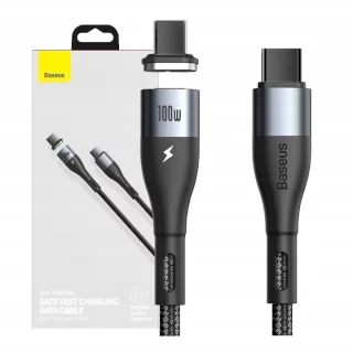 کابل مگنتی تایپ سی به تایپ سی 1.5 متر 100 وات مدل BASEUS ZINC MAGNETIC SAFE FAST CHARGING DATA CABLE  100W CATXC-Q01