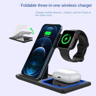 استند شارژر بی سیم 3 کاره 15 واتی پرودو مدل porodo 3in1 dual coil wireless charger dock