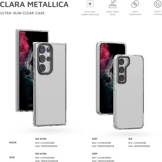 قاب شفاف باریک ضد ضربه برای سامسونگ اس 23 اولترا مدل Clara Metallica for S23 Ultra