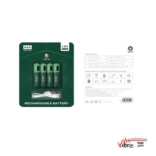 باتری نیم قلمی آلکالاین قابل شارژ گرین لاین مدل Green Lion Rechargeable Battery AAA 1.6V Alkaline Battery