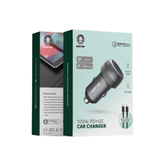 شارژر فندکی فست شارژ 100 واتی گرین مدل  Greenlion PD + QC Car Charger