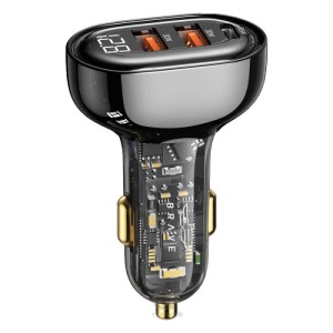 شارژر فندکی 80واتی فست شارژ بریو مدل Brave 80W 3 Ports Transparent Fast Car Charger PD & dual Q3.0