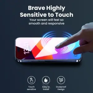 محافظ صفحه نمایش  clear(شفاف)بریو برای iPhone 15 Pro Max، مدلBrave Privacy Screen Protector