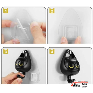 هوک آویز گربه چشمک زن مدل Cartoon Wall Decoration Hook Strong Adhesive Cat Sticker.