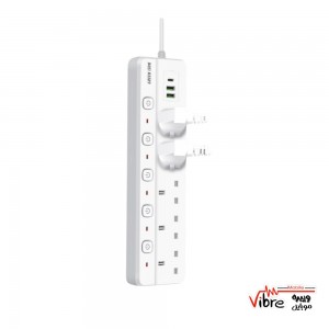 چندراهی برق 2500 وات سفید گرین Green Power Socket 2500W GNPOWS2USBWH