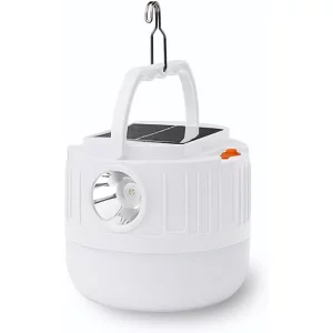 چراغ اضطراری و کمپینگ 100 وات شارژی خورشیدی دوکاره (چراغ قوه و لامپ آویز)