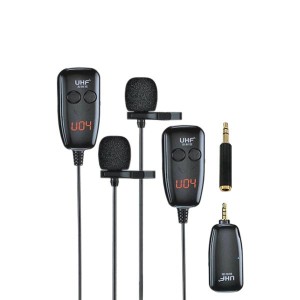 میکروفون یقه‌ای بی‌سیم دوگانه (Dual) مدل UHF-040 با رابط AUX