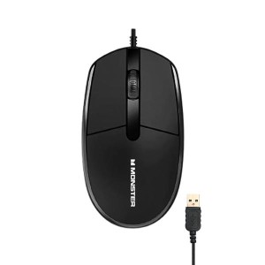 ماوس سیم‌دار اپتیکال مانستر (MONSTER) سری Airmars مدل KM1 Pro رنگ مشکی
