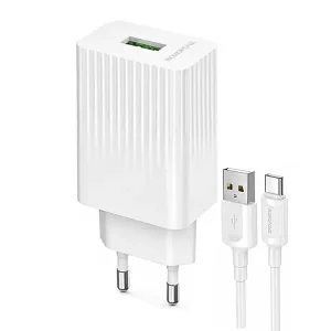 شارژر دیواری بروفون مدل BAS72A QC 18W به همراه کابل Type-C