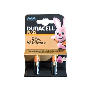 باتری نیم قلمی دوراسل مدل Plus AAA بسته ۲ عددی | باتری Duracell LR03/MN2400 1.5V
