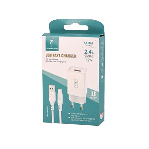 شارژر دیواری اسکای دلفین ۱۲ وات مدل SC36T به همراه کابل تایپ سی2