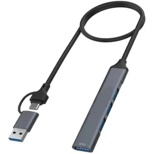 هاب ۴ پورت USB 3.0 پی‌نت مدل P-net P-3619 (رابط دوگانه Type-C و USB - بدنه فلزی)