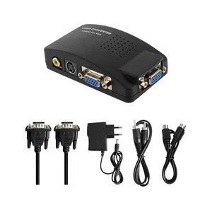 مبدل تصویر AV سه فیش و S-Video به VGA آداپتور دار (اکتیو)